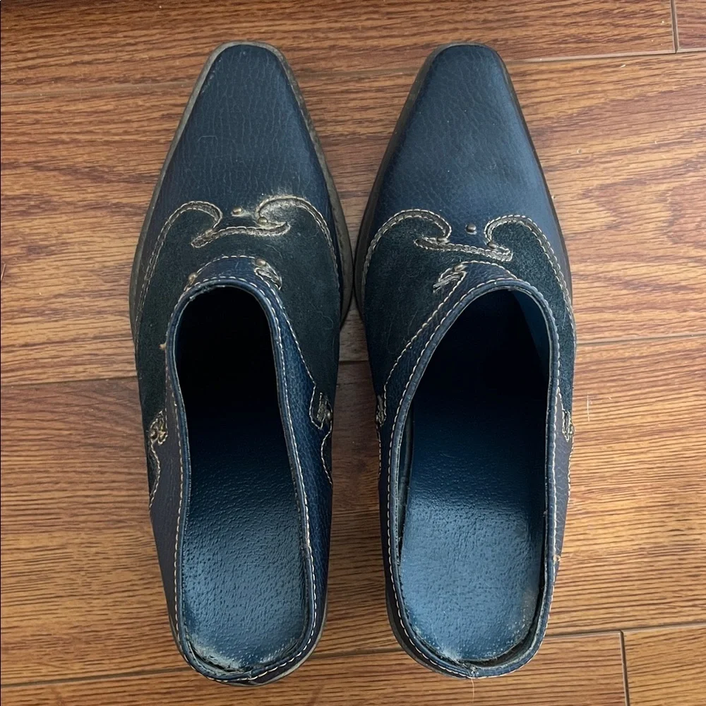 Vintage Navy Western-Style Women's Mules - Picture 8 of 9